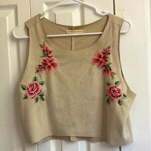 Blush Noir Floral Suede Crop Top